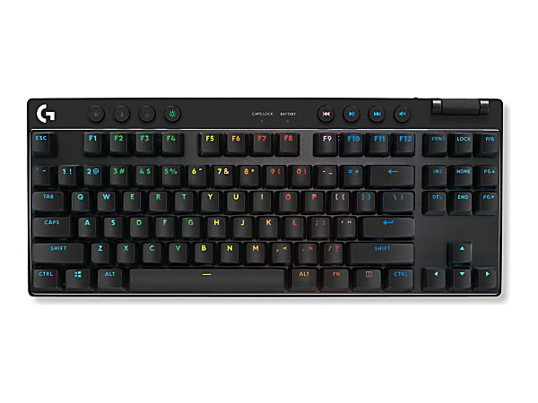 Logitech G PRO X TKL LIGHTSPEED Wireless Gaming Keyboard, Tactile Switches (GX Brown), Black - Keyboard - backlit - Bluetooth, 2.4 GHz - QWERTY - US - key switch: GX Brown Tactile - black