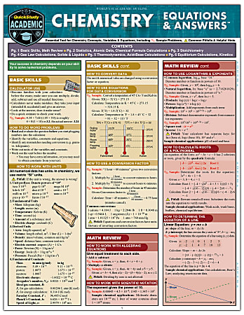QuickStudy Guide, Chemistry Equations & Answers, 3201892