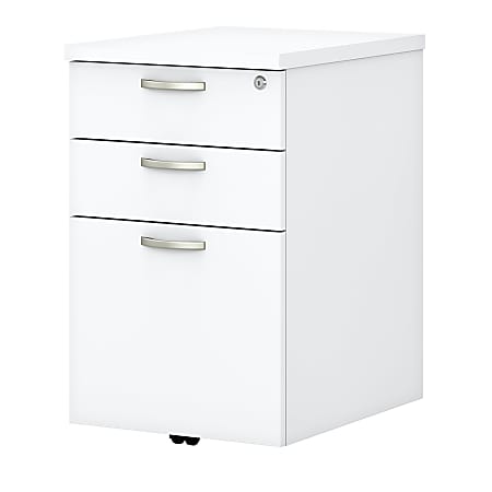 Bush Business Furniture Easy Office 20"D Vertical 3-Drawer Mobile File Cabinet, White, Delivery