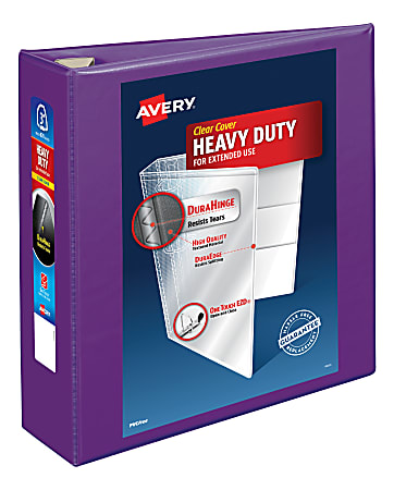 Avery® Heavy-Duty View 3-Ring Binder With Locking One-Touch EZD™ Rings, 3" D-Rings, 39% Recycled, Purple