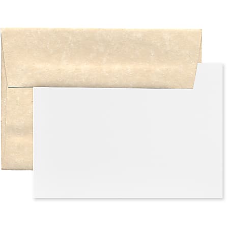 JAM Paper® Stationery Set, 4 3/4" x 6 1/2", 30% Recycled, Natural/White, Set Of 25 Cards And Envelopes