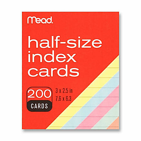 Mead Printable Index Card - Assorted - 3" x 2 1/2" - 200 / Pack