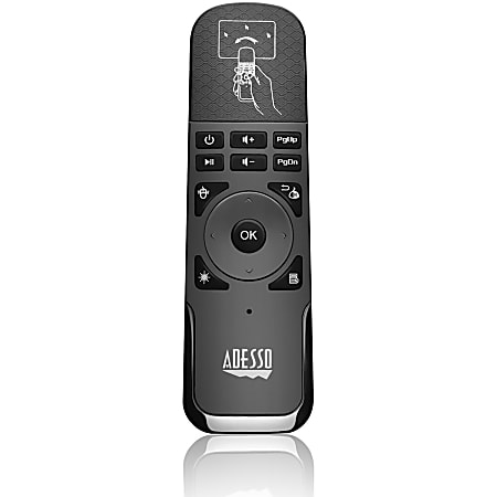 Adesso SlimTouch WKB-4010UB Universal Remote Control - For PC, Smart TV, Gaming Console, Projector, PlayStation, Xbox - Radio Frequency - 30 ft Operating Distance - Black