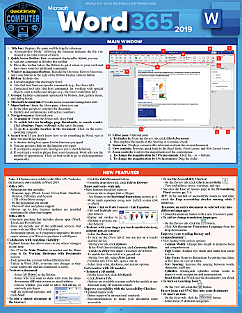 QuickStudy Guide, Microsoft Word 365 2019