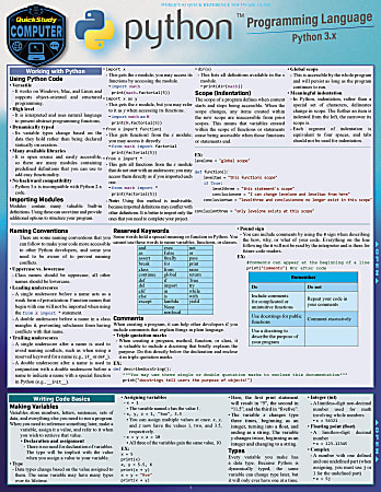 QuickStudy Guide, Python Programming Language