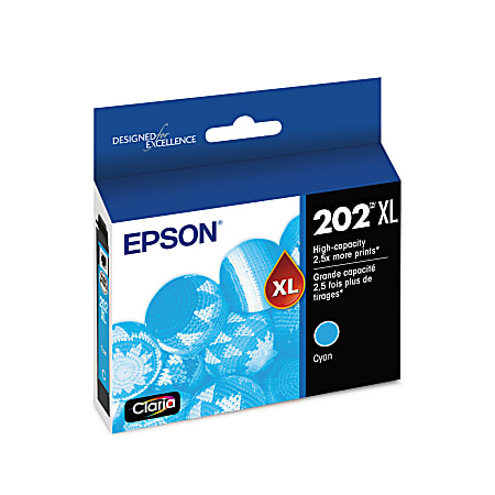 Epson® 202XL Claria® Cyan High-Yield Ink Cartridge, T202XL220-S
