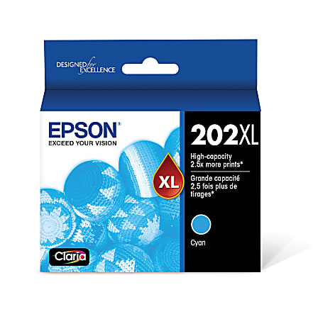 Epson® 202XL Claria® High-Yield Cyan Ink Cartridge, T202XL220-S
