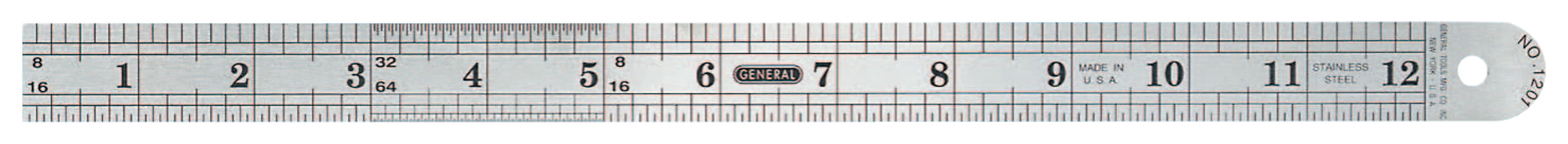 General Tools Industrial Precision Stainless Steel Rules, 12 in, Stainless Steel