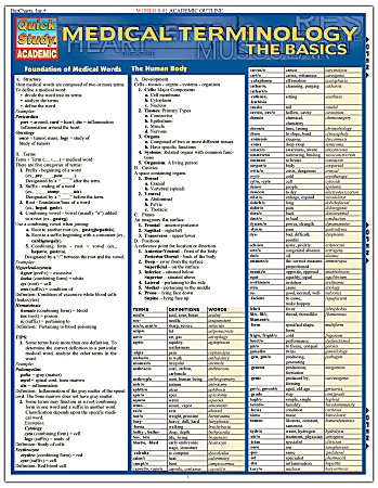 QuickStudy Guide, Medical Terminology: The Basics