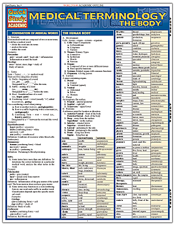 QuickStudy Guide, Medical Terminology: The Body, 2225411