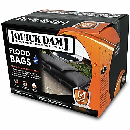 Quick Dam Flood Bags - x 12" Width x 24" Depth - Black - 20 / Carton