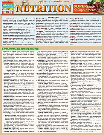 QuickStudy Guide, Nutrition: Superfoods &amp; Supplements