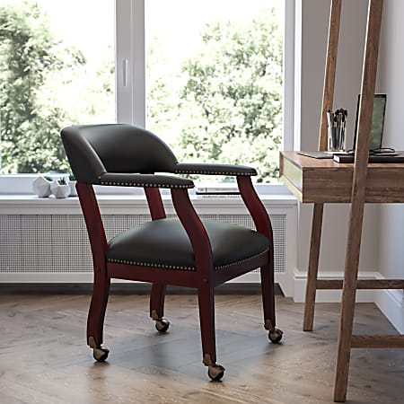 Flash Furniture Luxurious Conference Chair With Casters, Black/Brown