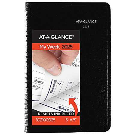 2025 AT-A-GLANCE® DayMinder® Daily Appointment Book Planner, 5" x 8", Black, January 2025 To December 2025, G21000