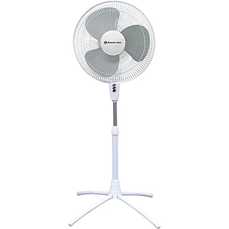 Comfort Zone Oscillating Pedestal Fan with Quad-Pod Folding Base - 3 Blades - 3 Speed - Oscillating, Adjustable Height, Quiet Operation, Tilt Adjustment, Folding Base - 50.5" Height x 31.4" Width - White