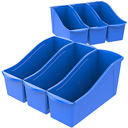 Storex® Book Bins, Medium Size, Blue, Pack Of 6