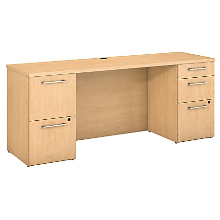 Bush Business Furniture 300 Series Office Desk With 2 Pedestals 72"W, Natural Maple, Premium Installation