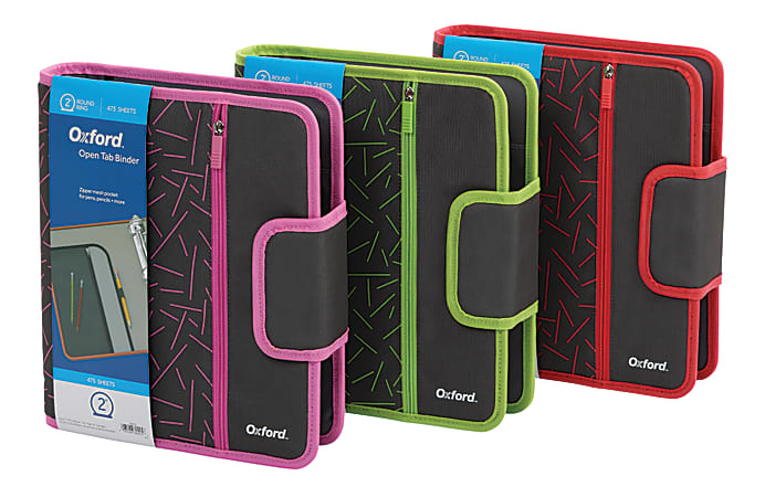 Oxford™ Open-Tab 3-Ring Binder, 2" Round Rings, Assorted Colors