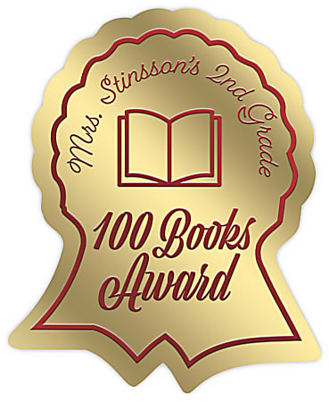 Custom 1-Color Foil-Embossed Labels And Stickers, 1-5/8" x 2" Ribbon Seal, Box Of 500 Labels