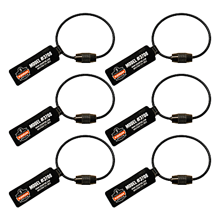 Ergodyne Squids 3708 Wire Tool Tails, 6", Black, Pack Of 6 Tails