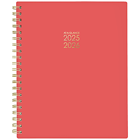 AT-A-GLANCE® Harmony Academic Weekly Monthly Planner, 8 1/2" x 11", Sunset Coral, July 2025 to June 2026