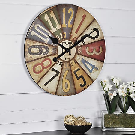 FirsTime® Vintage Plates Wall Clock, 15 1/2" x 1 1/2", Multicolor