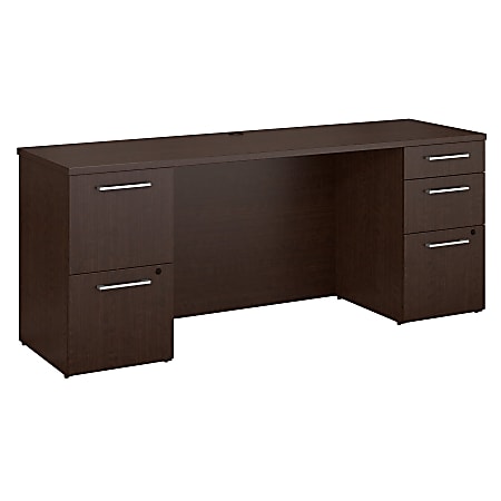 Bush Business Furniture 300 Series Office Desk With 2 Pedestals 72"W, Mocha Cherry, Premium Installation