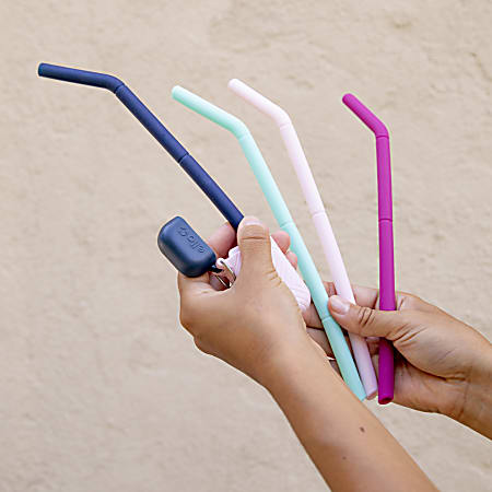Now there's no excuse for single-use straws with the NEW Ello Fold + Store  Straw Set! These FDA-food grade silicone straws come with their very own, By Ello Products
