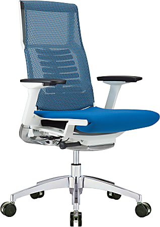 Raynor® Powerfit Ergonomic Fabric Mid-Back Executive Office Chair, Blue/White