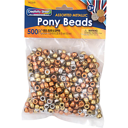 Pacon Metallic Pony Beads - Skill Learning: Arts & Crafts, Creativity - Assorted