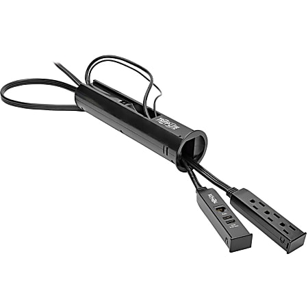 Eaton Tripp Lite Series 3-Outlet Desktop-Grommet Surge Protector, 10 ft. Cord, 900 Joules, 2 USB Charging Ports, RJ45, Black Housing - TLP310DMUSB