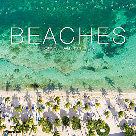 2026 Willow Creek Press Monthly Wall Calendar, 12" x 12", Beaches, January To December, O50118