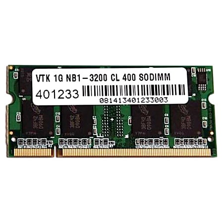 VisionTek 1 x 1GB PC3200 DDR 400MHz 200 pin DIMM Module For Notebook 1 GB 1 x DDR400PC3200 DDR SDRAM 400 MHz CL3 2.50 V Non Unbuffered 200 pin SoDIMM Warranty - Office Depot