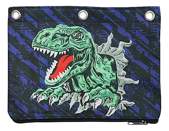 Office Depot® Brand 3-Ring Pencil Pouch, 7" x 9-11/16", Dinosaur, Total Quantity 1