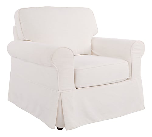 Ave Six Ashton Slipcover Chair, Ivory/Brown