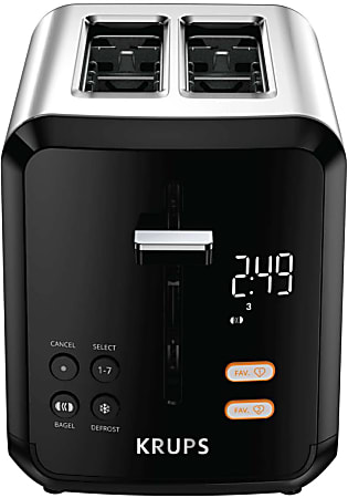 Krups My Memory Digital 2-Slot Toaster, 11-5/8”H x 7-1/8”W x 10-7/8”D, Silver/Black