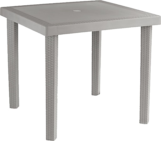 Inval Square Plastic Outdoor Patio Dining Table, 29-5/16" x 31-1/2", Taupe