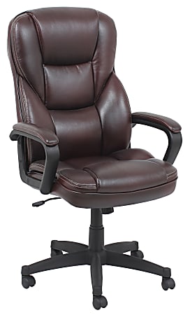 Realspace® Fosner Bonded Leather High-Back Chair, Cabernet