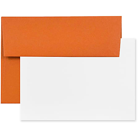 JAM Paper® Stationery Set, 4 3/4" x 6 1/2", Dark Orange/White, Set Of 25 Cards And Envelopes