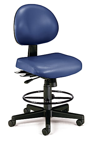 OFM 24-Hour Anti-Microbial Computer Task Chair With Drafting Kit, Navy/Black