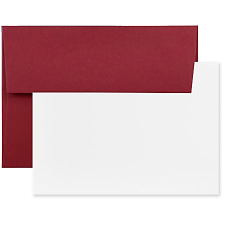 JAM Paper® Stationery Set, 4 3/4" x 6 1/2", Dark Red/White, Set Of 25 Cards And Envelopes