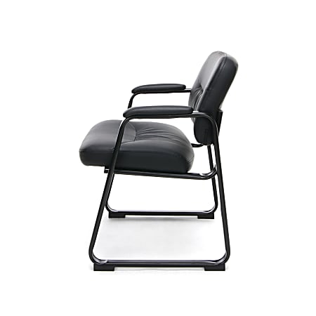 Black for sale online OFM Ess-9015 Essentials Leather Executive Side Chair With Sled Base 
