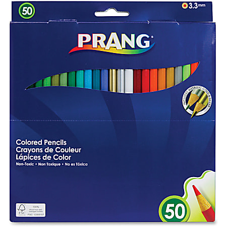Prang Colored Pencils, 3.3 Millimeter Cores 50 Pencils bright colors  **New**