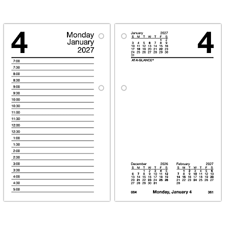 AT-A-GLANCE® 2027 Daily Loose-Leaf Desk Calendar Refill, Standard, 3 1/2" x 6"