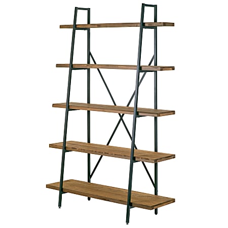 Glamour Home Ailis 72"H 5-Shelf Etagere Bookcase, Brown