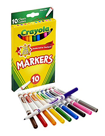Crayola® Fine Line Markers, Assorted Classic Classpack®, Pack Of 10