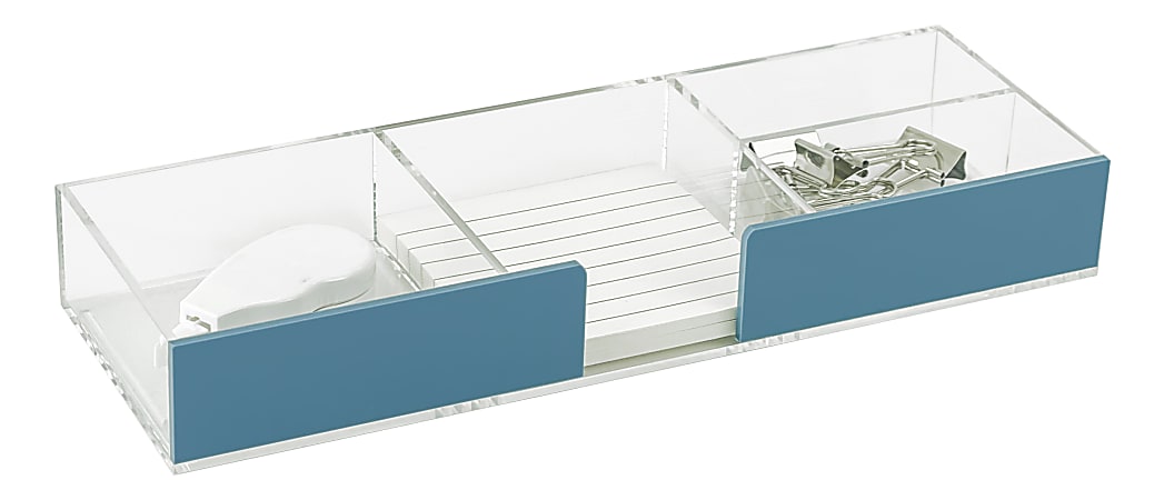 Realspace® Acrylic Desk Storage Tray, 1-3/8"H x 9-1/2"W x 3-1/4"D, Clear/Blue
