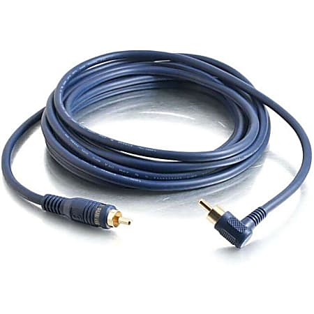 C2G Velocity 12ft Velocity Right Angled Subwoofer Cable - Subwoofer cable - RCA male to RCA male - 12 ft - STP - blue - right-angled connector