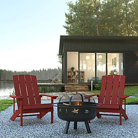 Flash Furniture 3-Piece Charlestown Adirondack Chair Set, Red