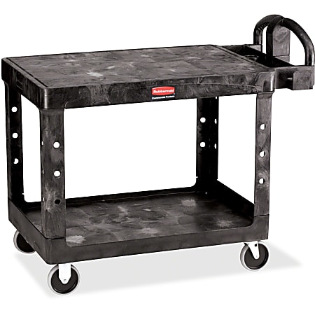 Rubbermaid 4525 HD 2-Shelf Utility Cart Flat Shelf (Med) - 2 Shelf - Push Handle Handle - 500 lb Capacity - FG452500BLA